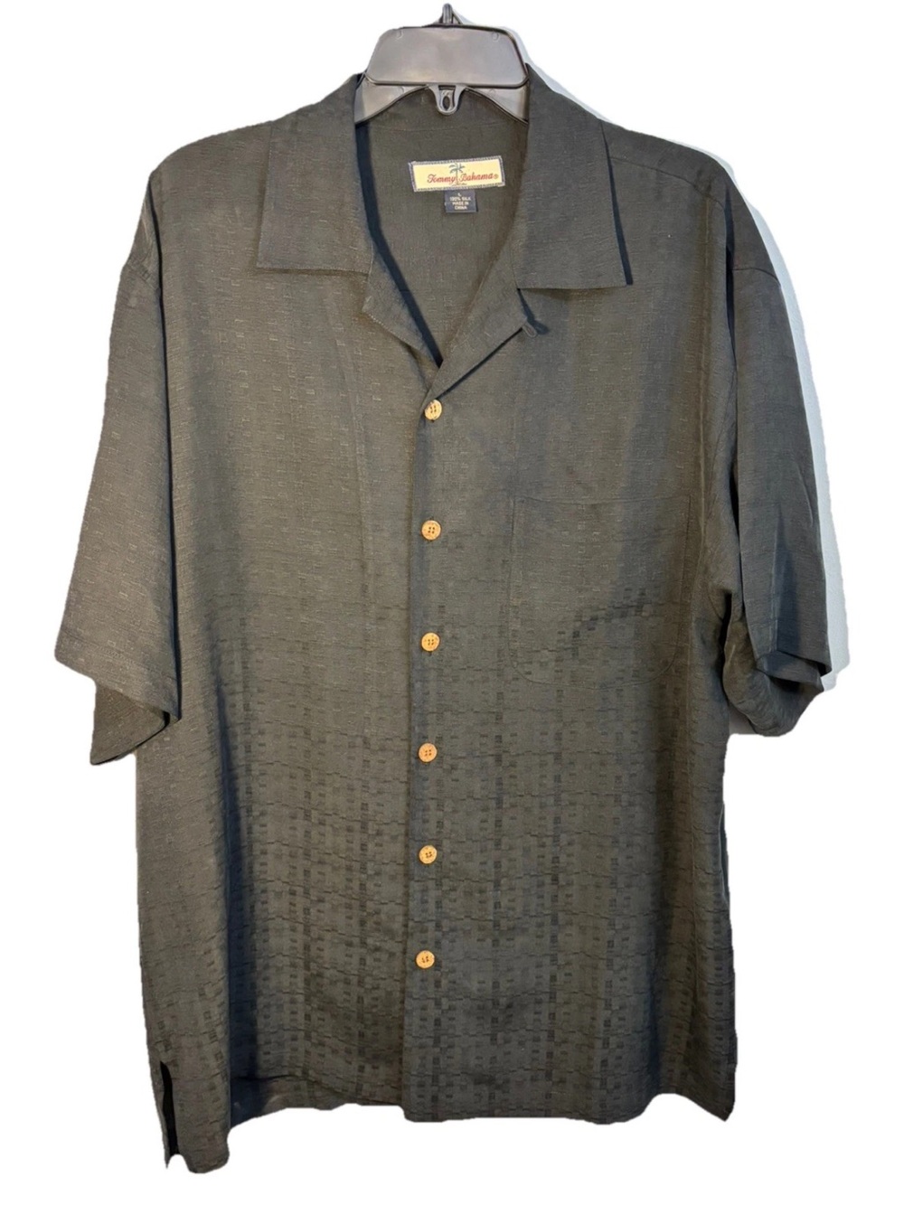 Tommy Bahama 100% Silk Camp Shirt L Black